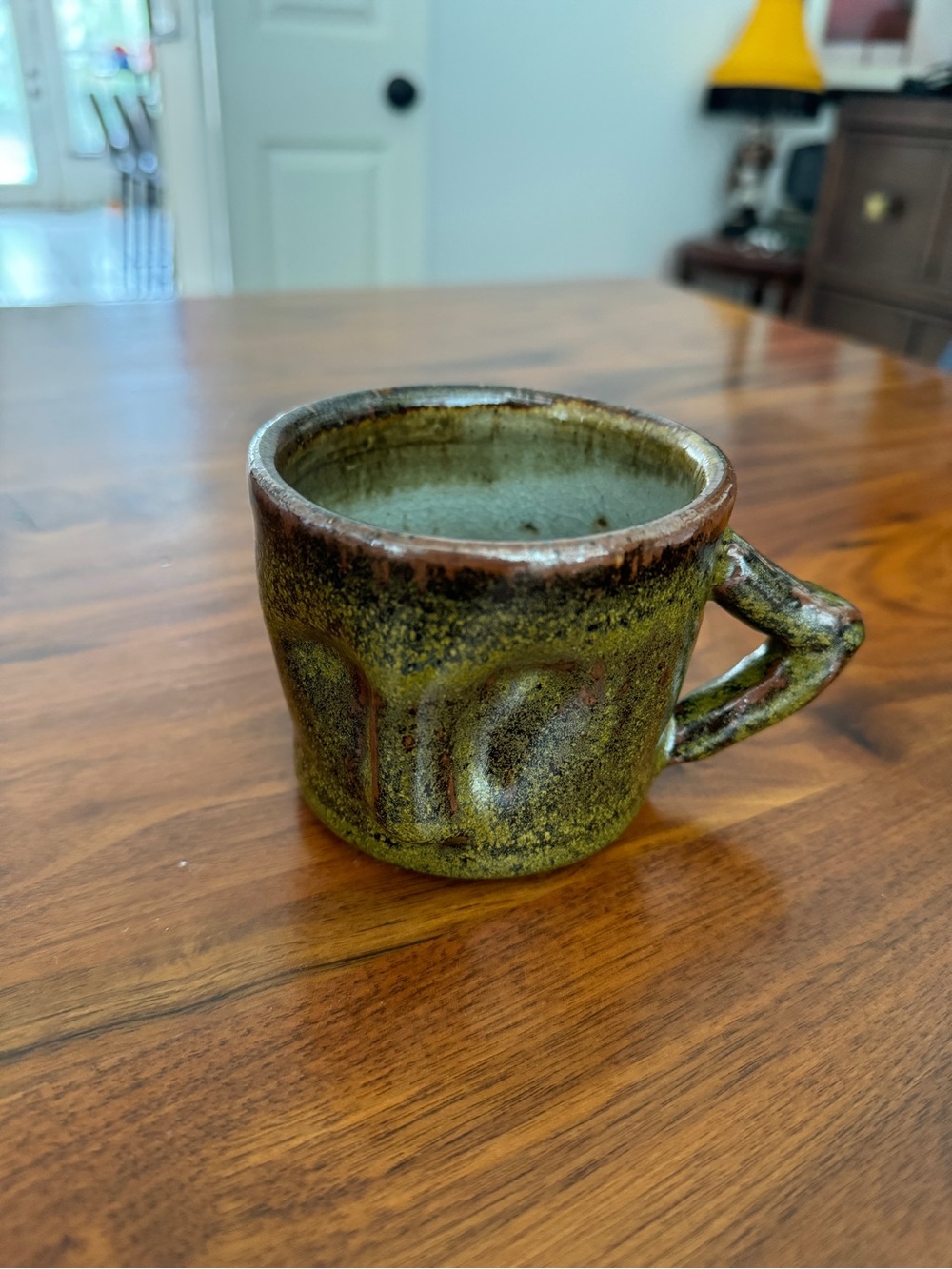 Handmade Green Glazed Ceramic Coffee Mug - Rustic Home Dining